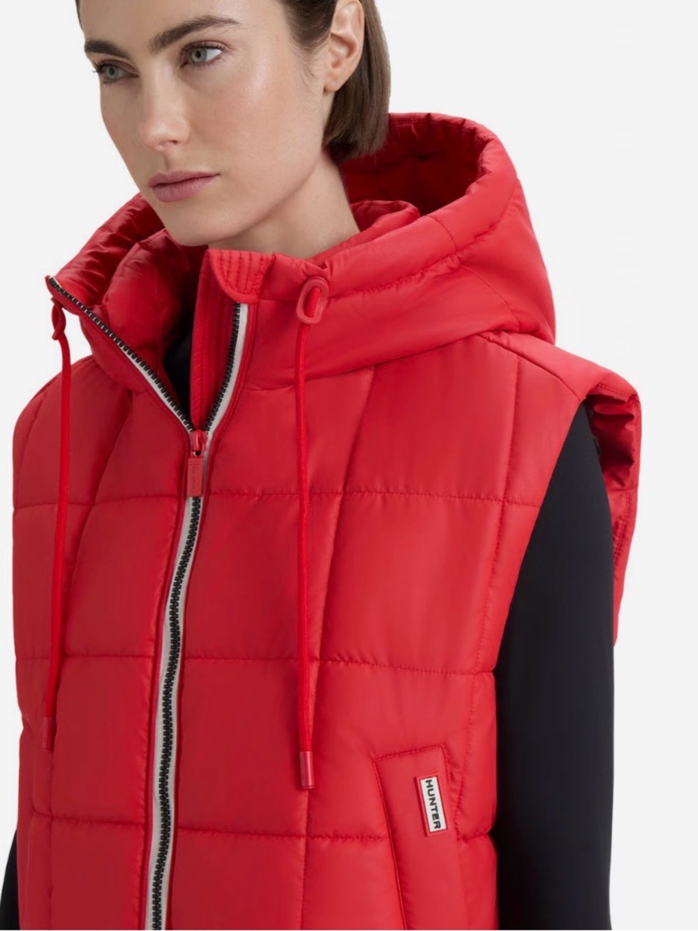 Hunter Red Quilted Hooded Puffer Vest